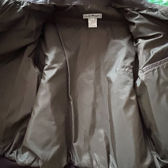 L.L. Bean Men’s Rich Chocolate Brown Leather Bomber Jacket Size L - Picture 5 of 10